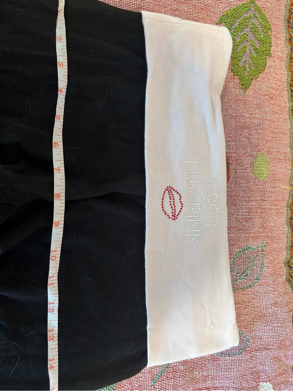 Victoria Secret Black Leggings with Pink Fold-Over Waistband and Rhinestone Logo